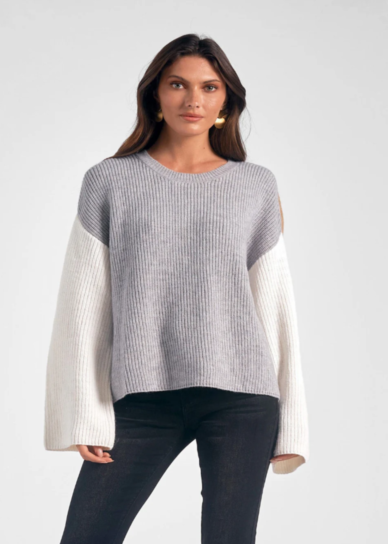 Elan Color Block Crewneck Sweater