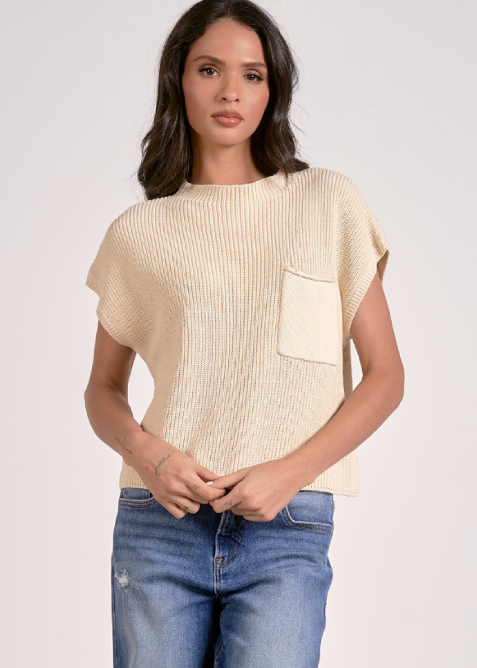 Elan Cap Slv Crewneck Sweater