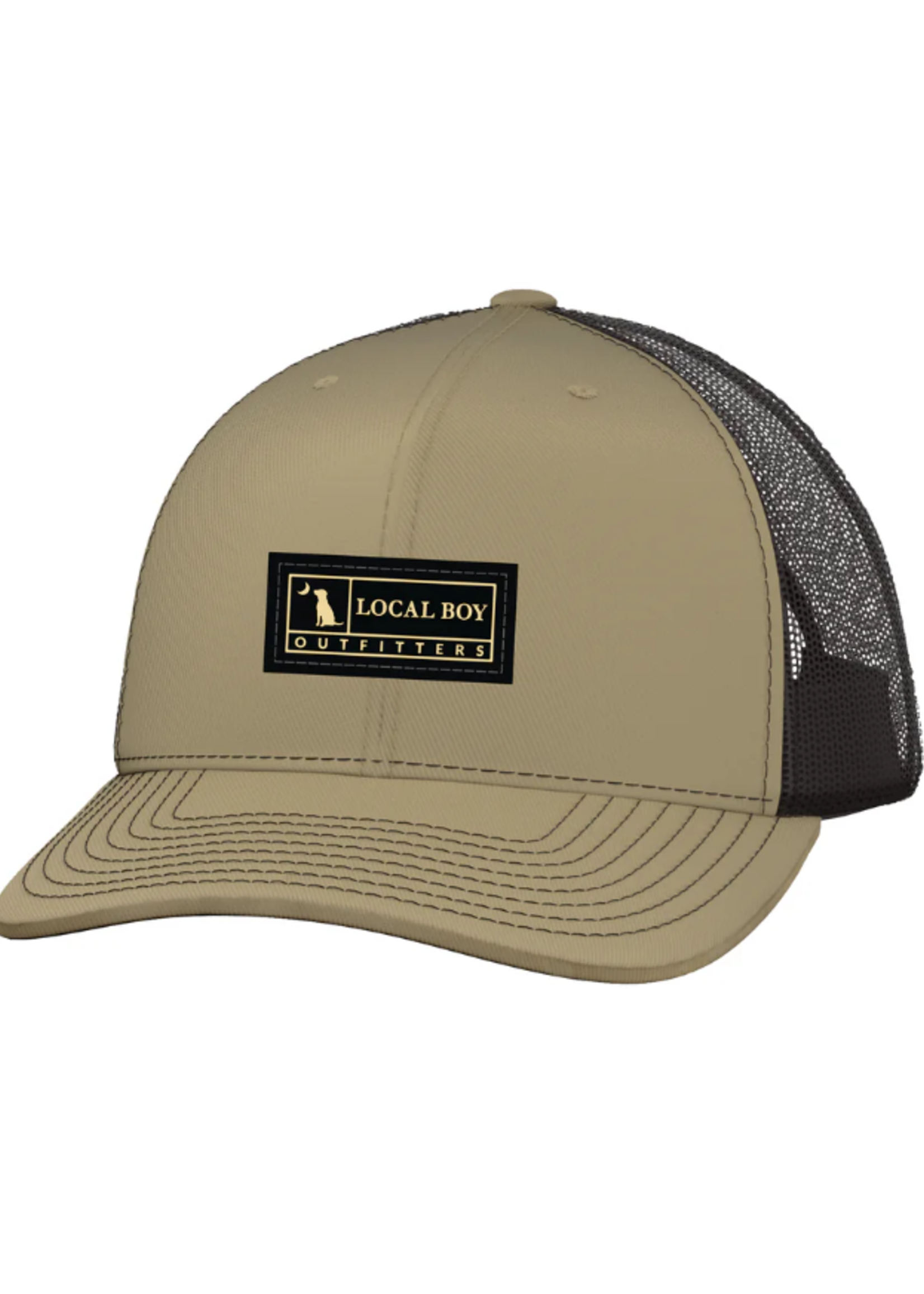 Local Boy Youth Woven Label Trucker Hat - Khaki/Coffee
