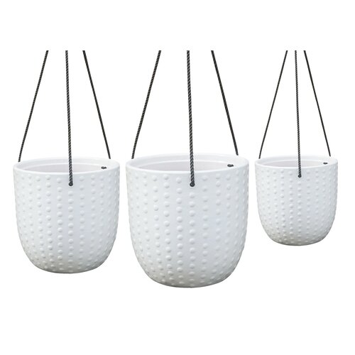 Large 10x10 Hobnail Hanging Pot White