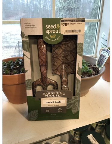 Seed & Sprout Sweet Basil, Gardening Tool Set
