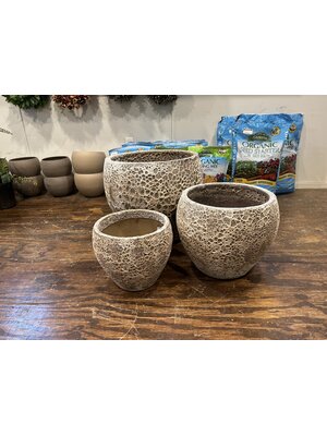 Planter, Tall Tapered  Egg Pot, Lava White, Small