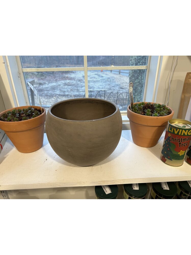 Planter, Luna Sphere, Dark Basalt Clay, No Hole, 9"
