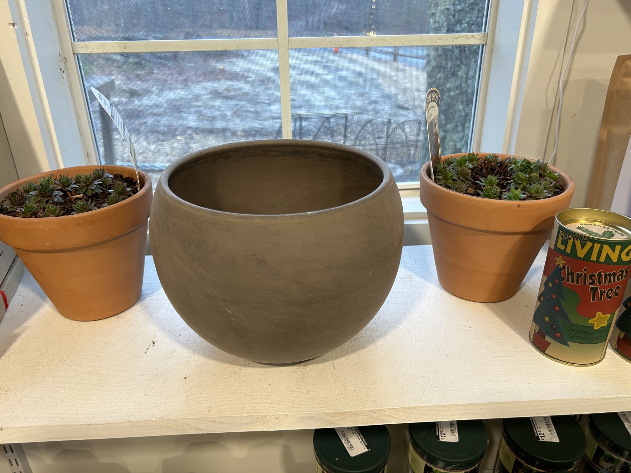 Planter, Lunar Sphere, Dark Basalt Clay, No Hole, 9"