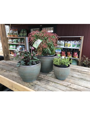 Planter, Rattlesnake Low Egg Pot, Turquoise, Medium