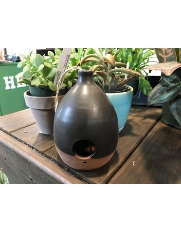 Bird House, Minimalist Modern Ceramic Birdhouse, Black