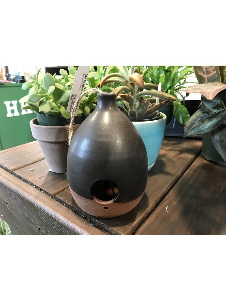 Bird House, Minimalist Modern Ceramic Birdhouse, Black