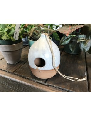 Birdhouse, Minimalist Modern Ceramic Bird House , Cream