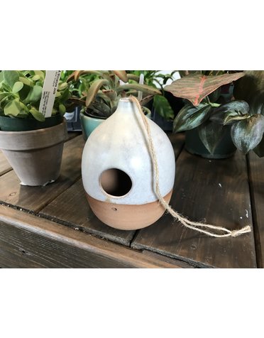 Birdhouse, Minimalist Modern Ceramic Bird House , Cream