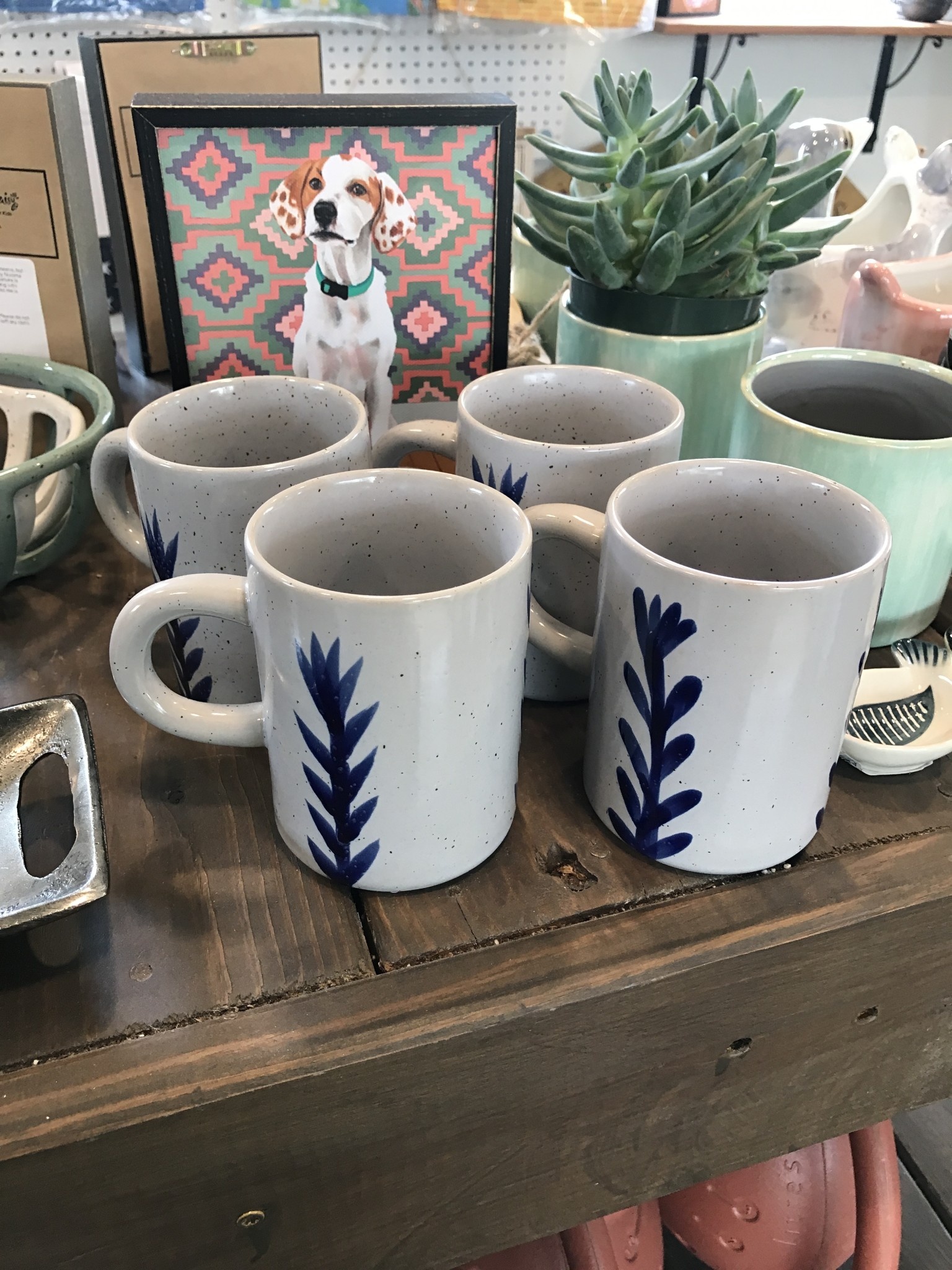 Handpainted Stoneware Mug w/ Flower