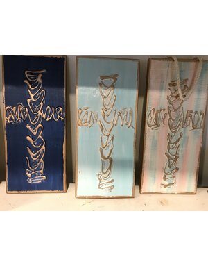 Cross on panel w/rope art