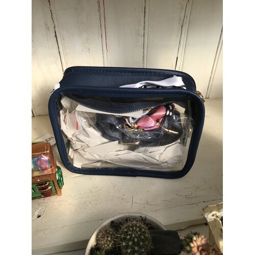Clear Stadium Purse-Navy