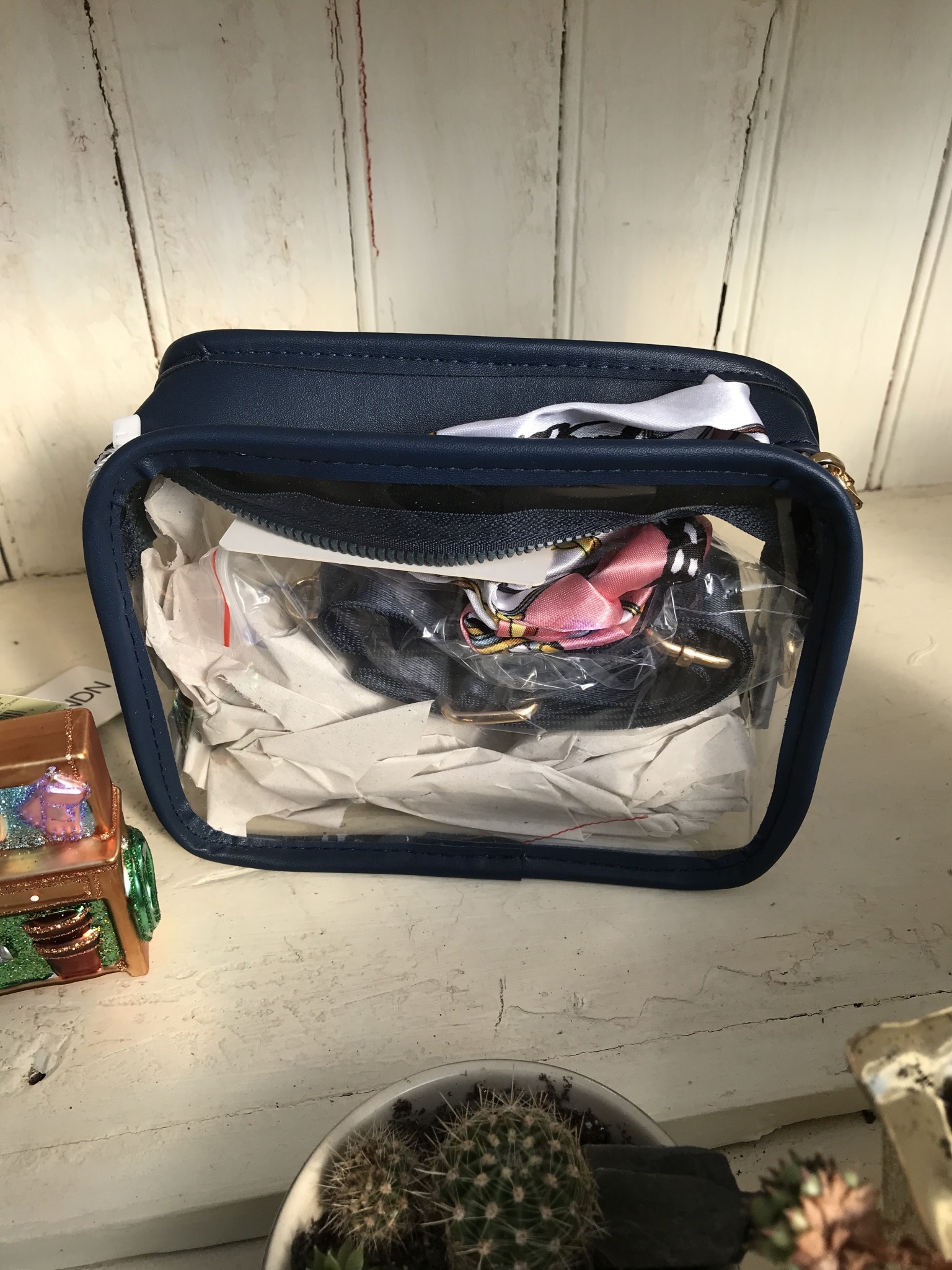 Clear Stadium Purse-Navy