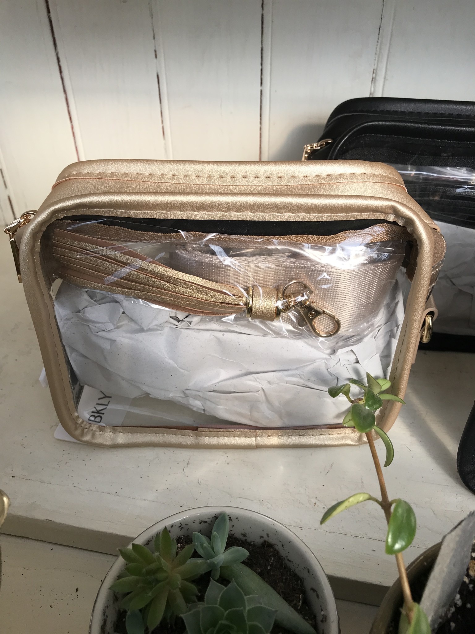 Clear Stadium Purse-Light Gold