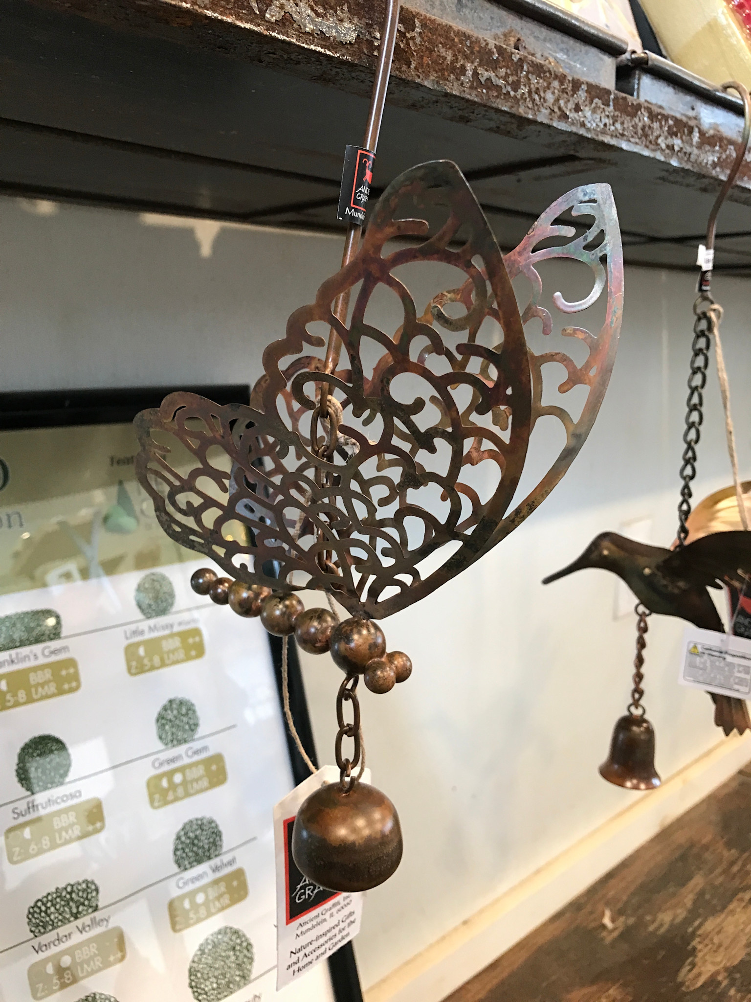 Flamed Butterfly W/Bell Ornament