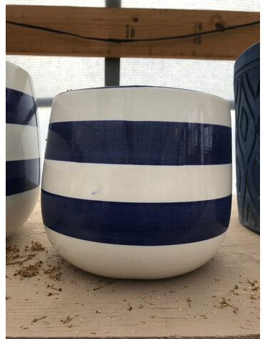 Small Stripe Planter (blue/white)