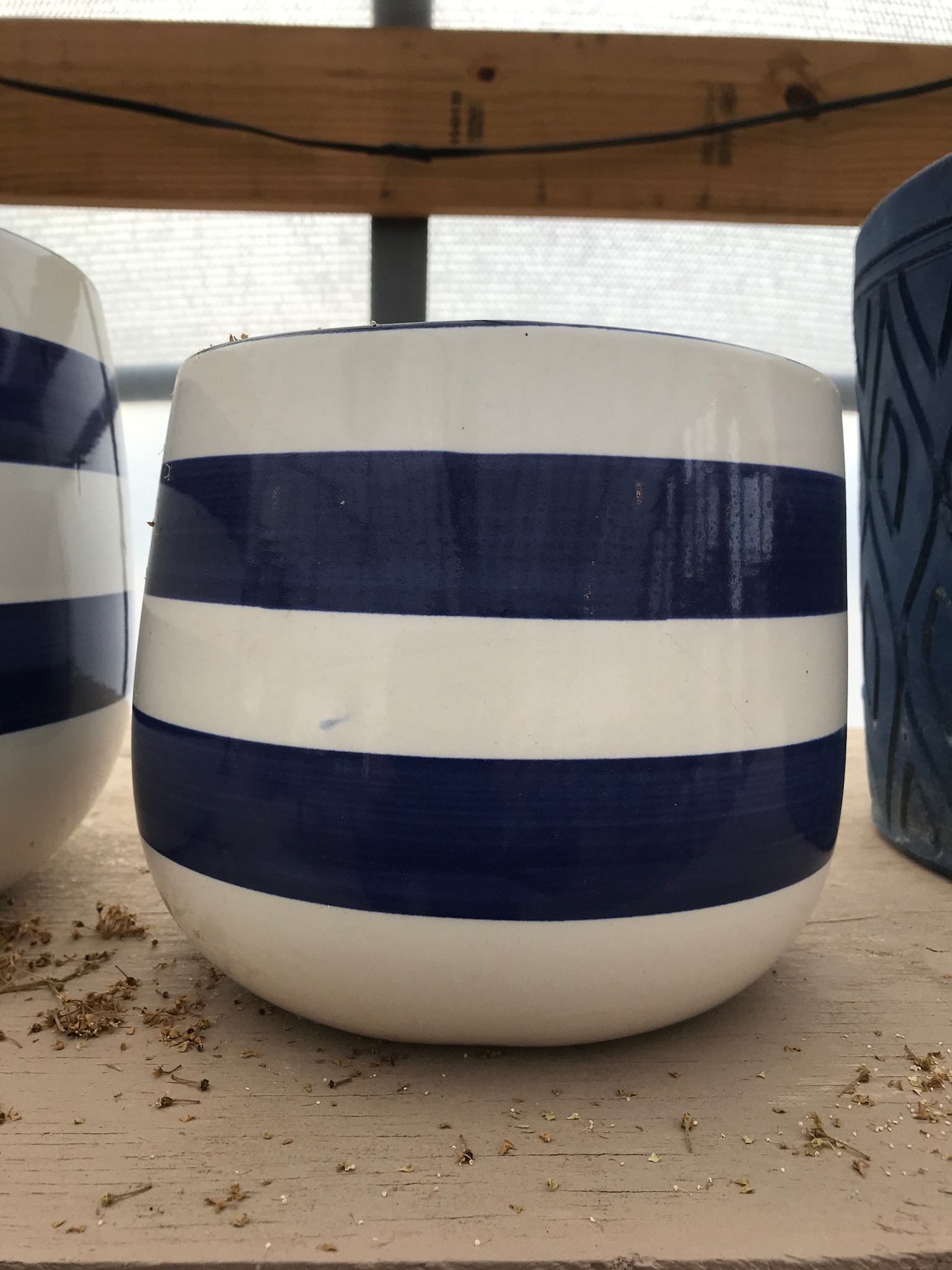 Small Stripe Planter (blue/white)