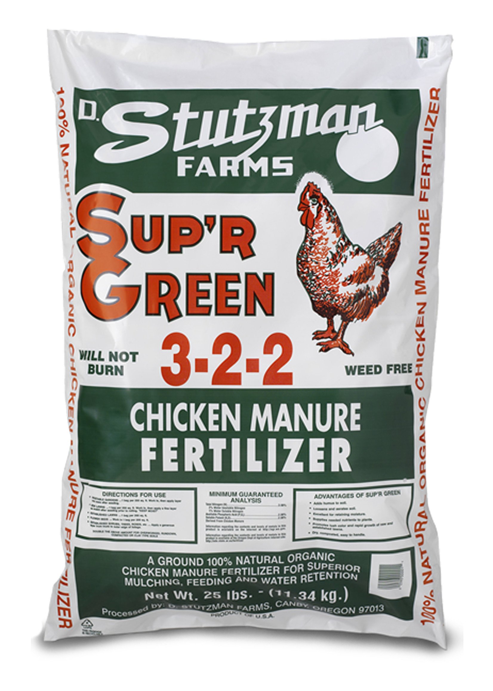 Stutzman Environmental Products Stutzman's  Sup'r Green Chicken Manure (3-2-2) 25 lb. (80/plt)