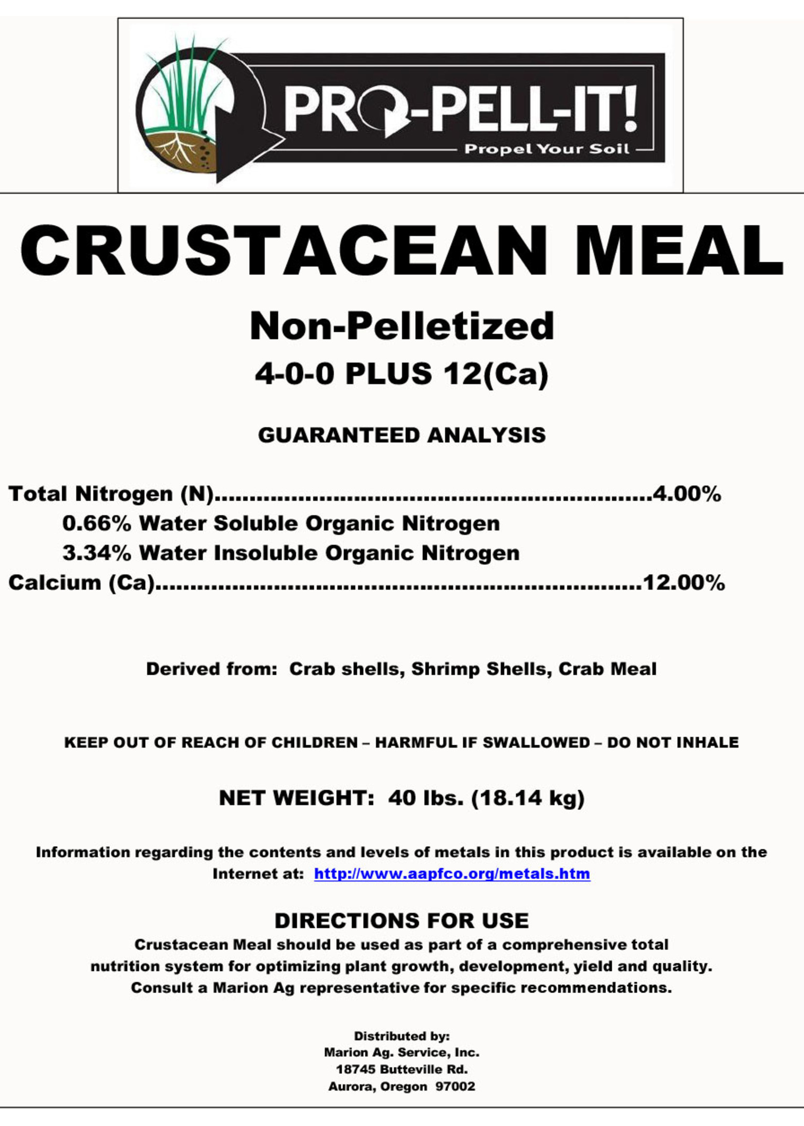 Pro Pell-It Crustacean Meal 40 lb. (50/plt)