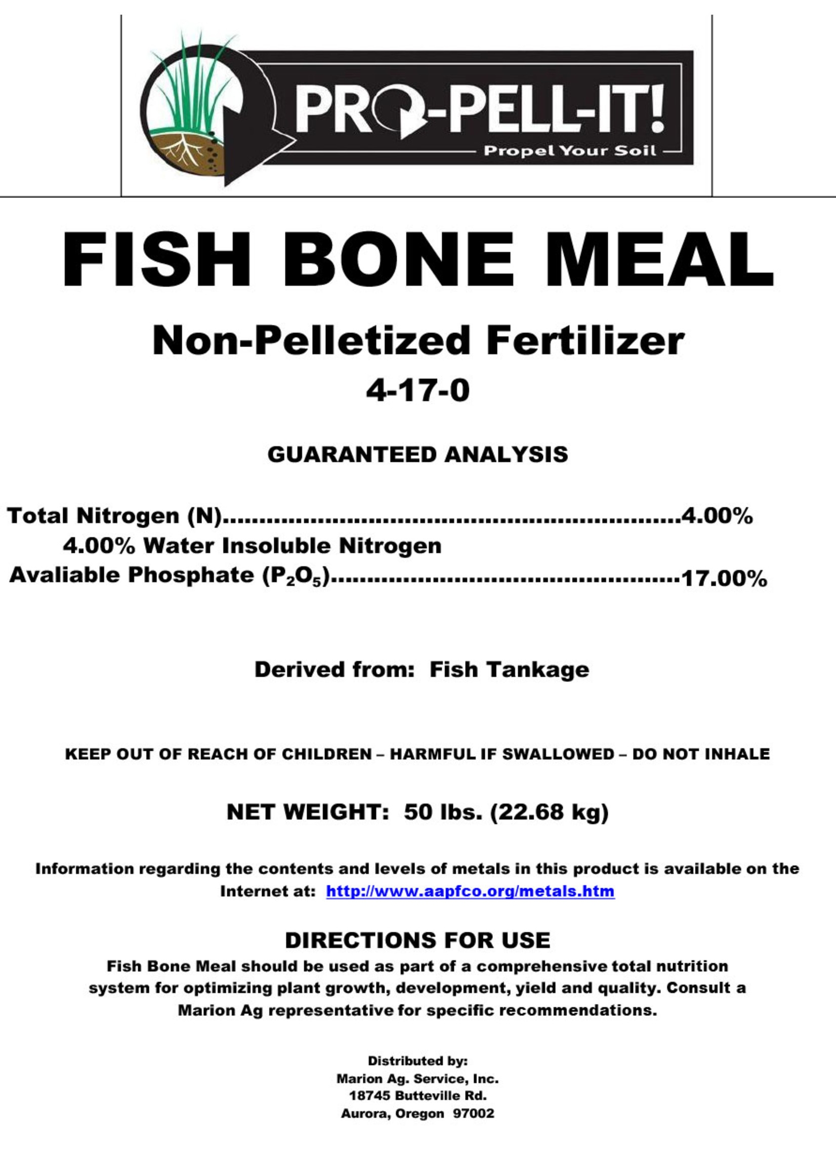 Pro Pell-It Fish Bone Meal 50 lb. (40/plt)