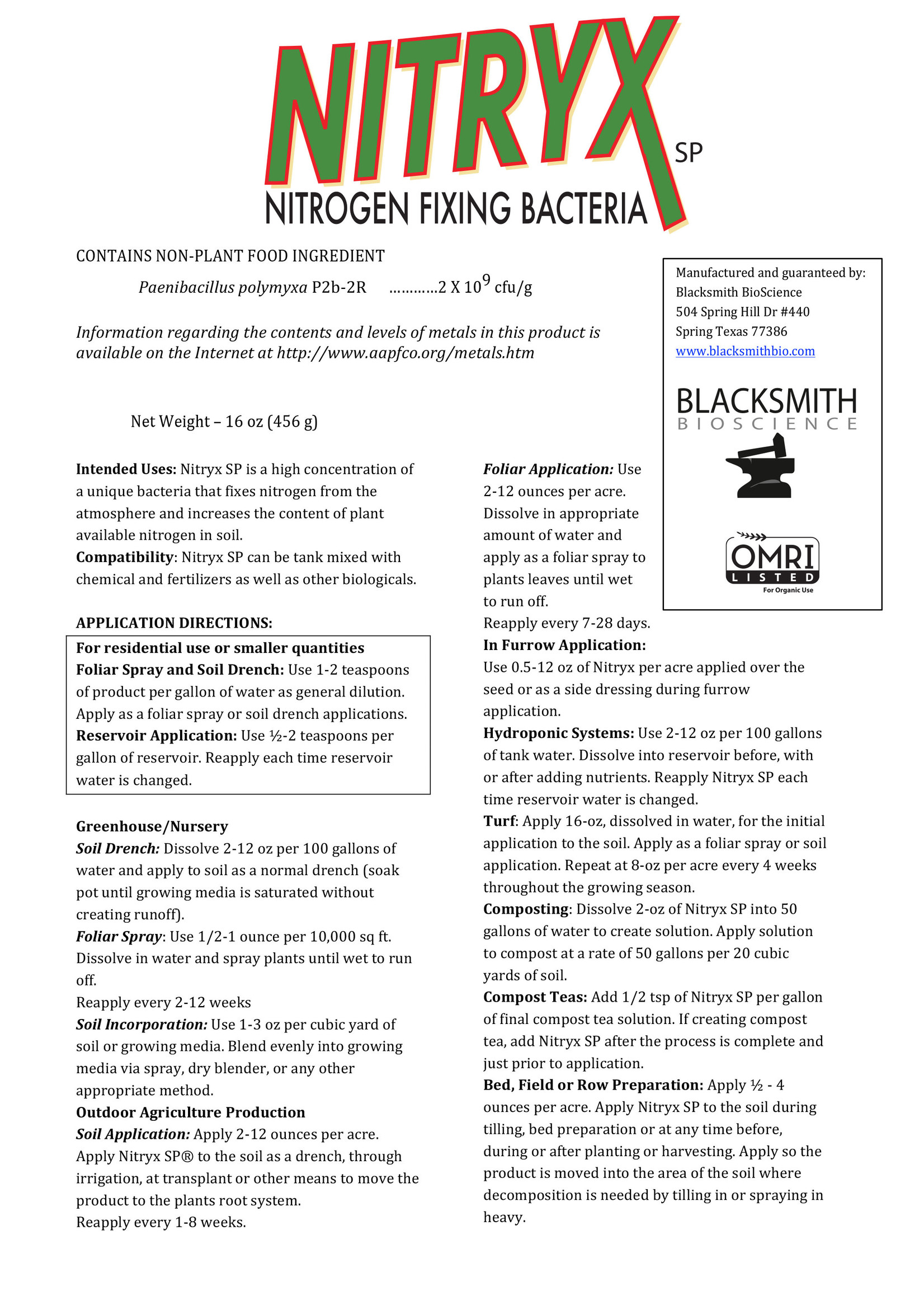 Blacksmith Bioscience Nitryx SP