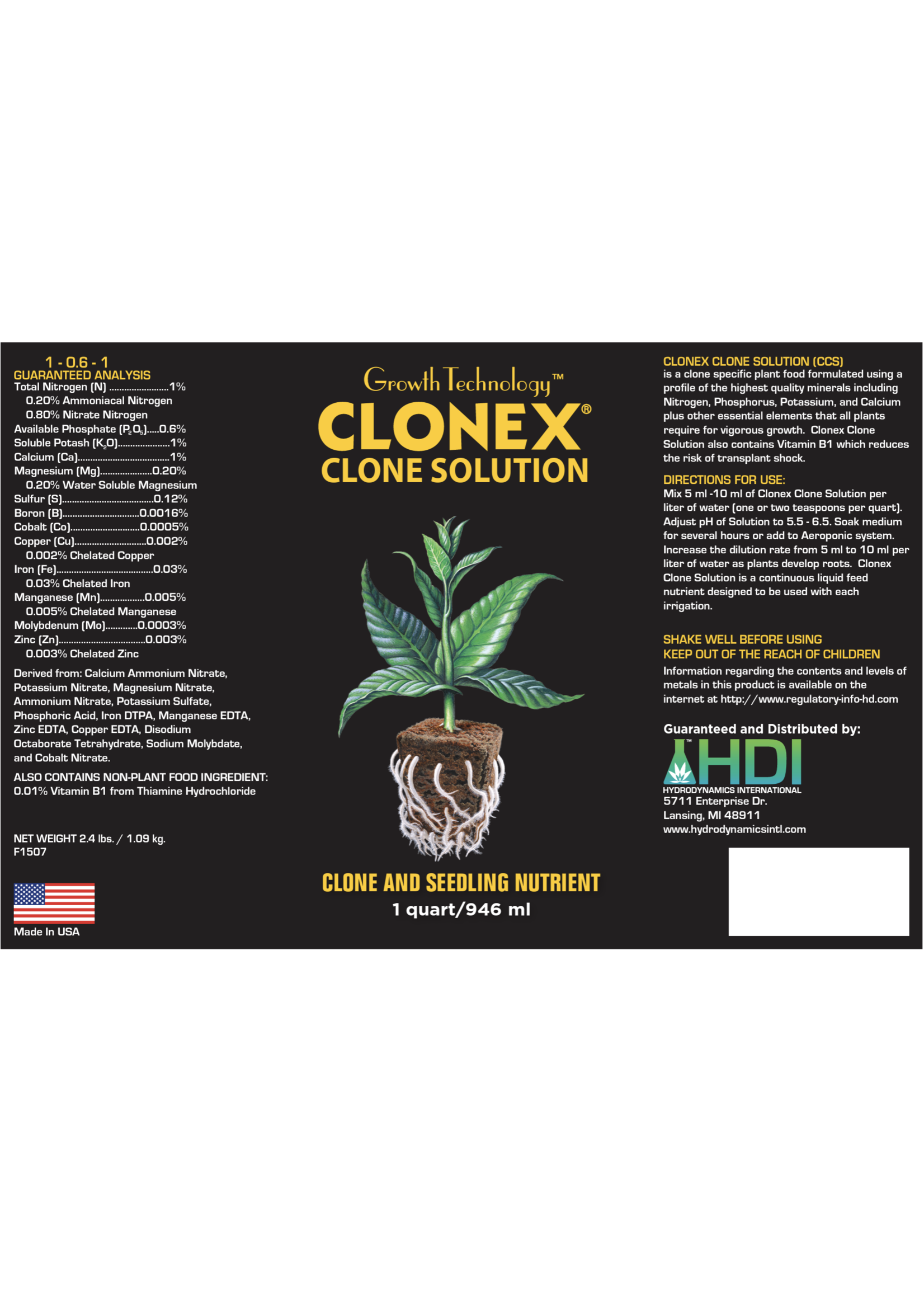 Hydrodynamics Clonex Rooting Solution