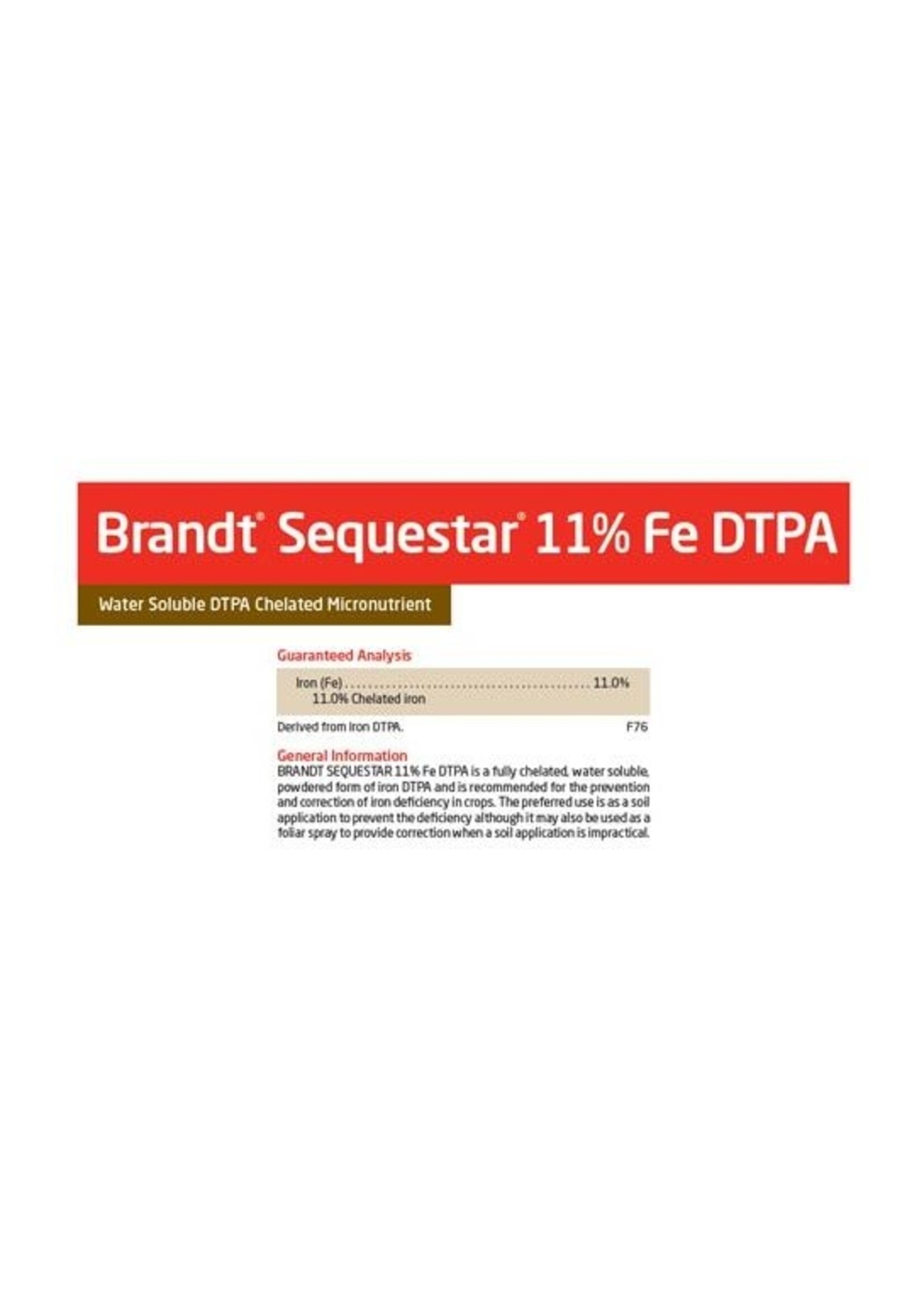 Brandt Sequestar 11% Fe DTPA 25 lb Bag