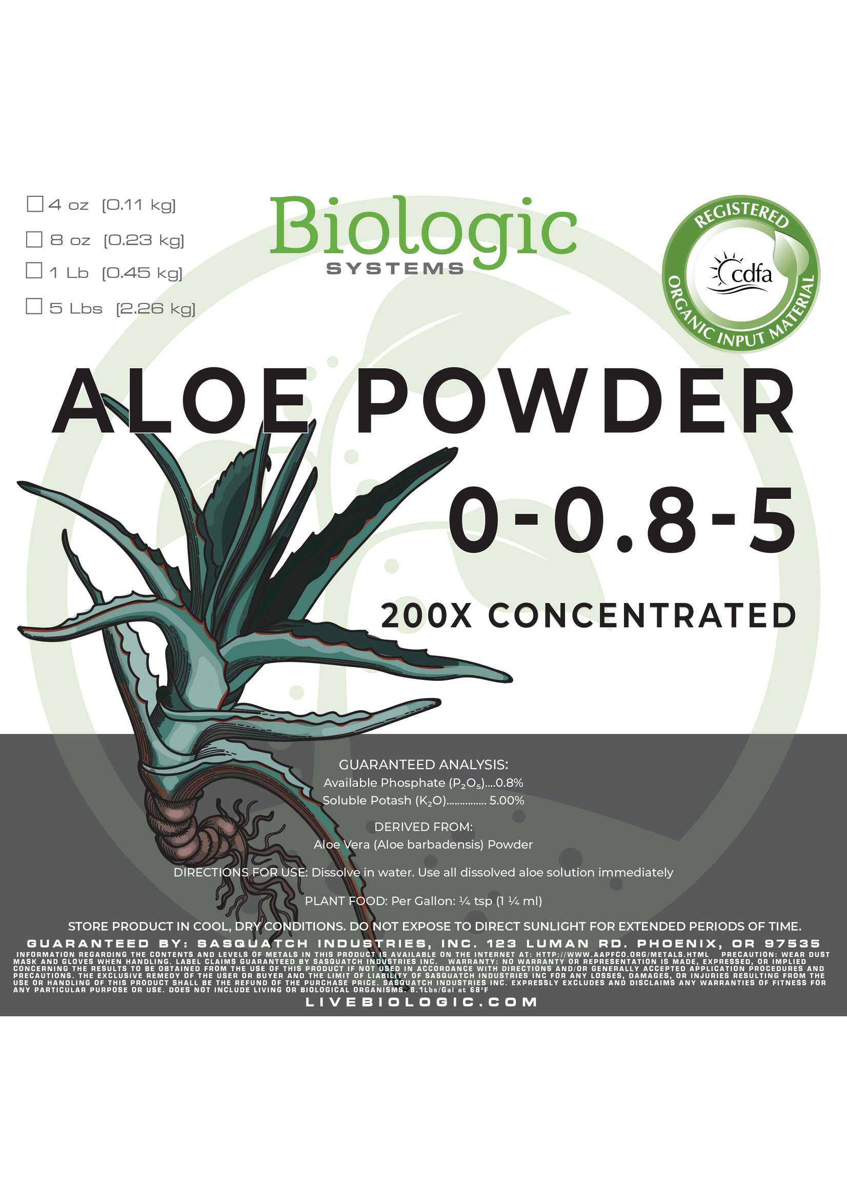 Biologic Systems Aloe Powder