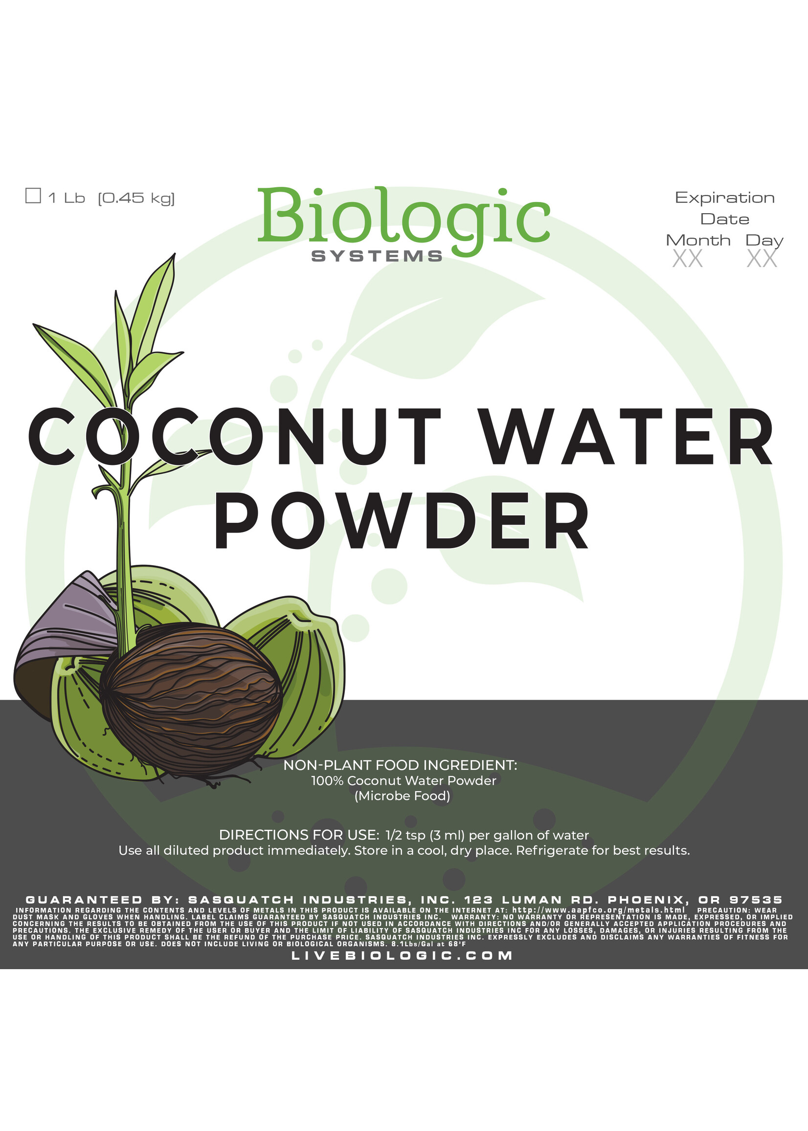 Biologic Systems Coconut Water Powder 1 lb.