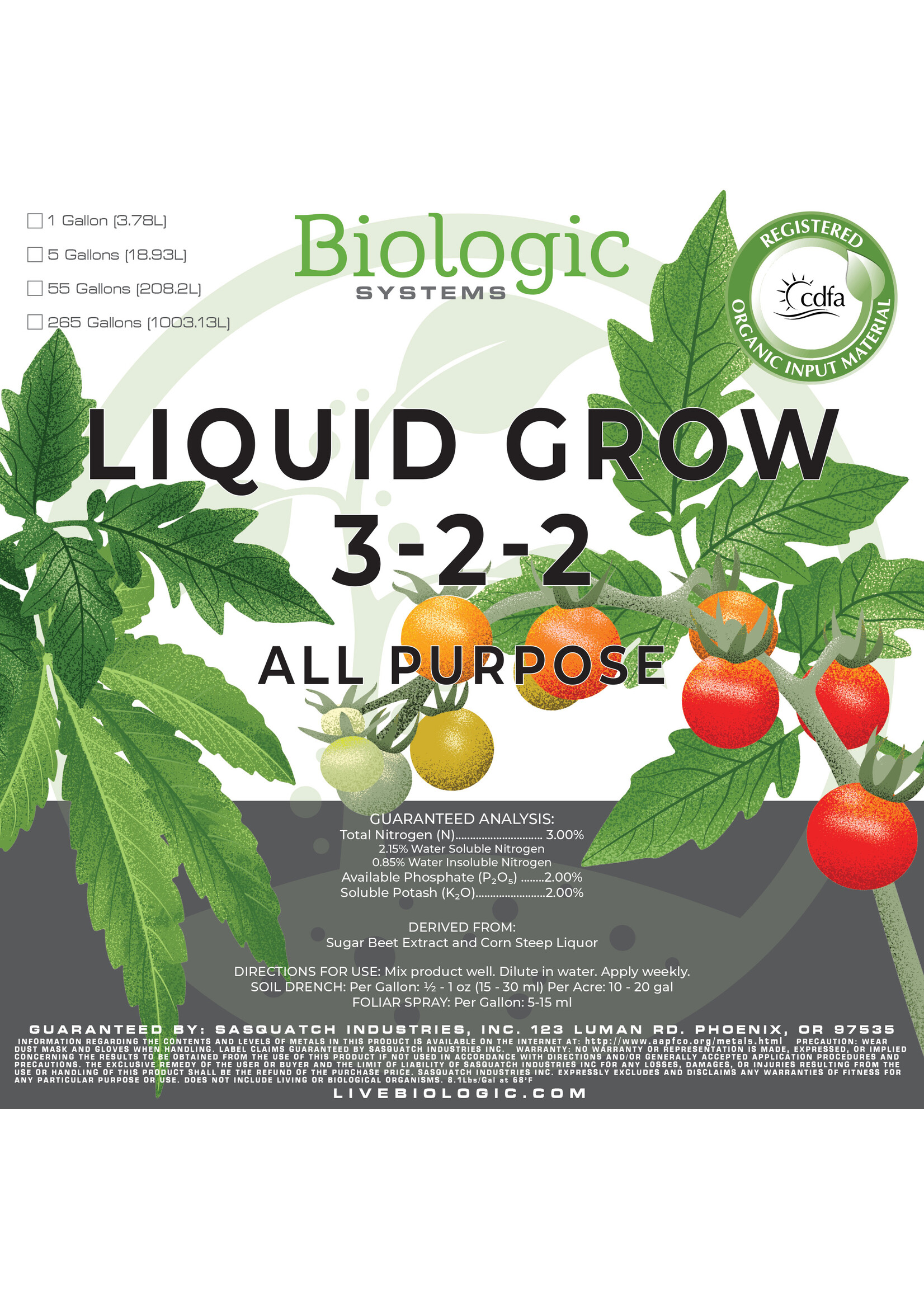 Biologic Systems Liquid Grow 3-2-2