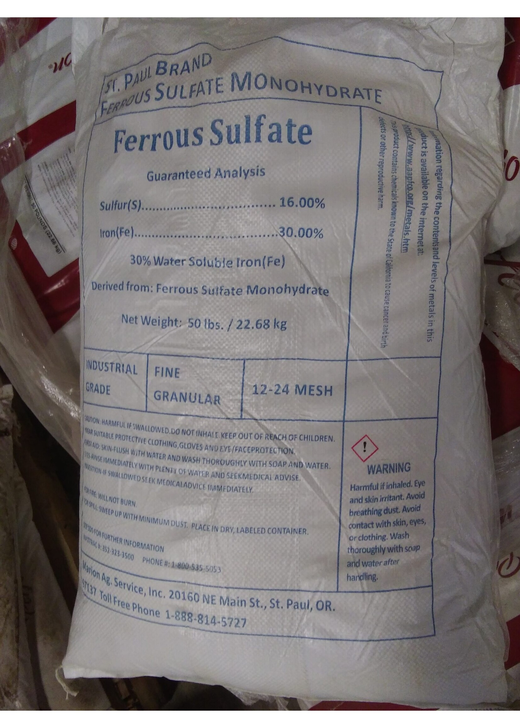Iron Sulfate (Fe) 1 lb NO RETURNS