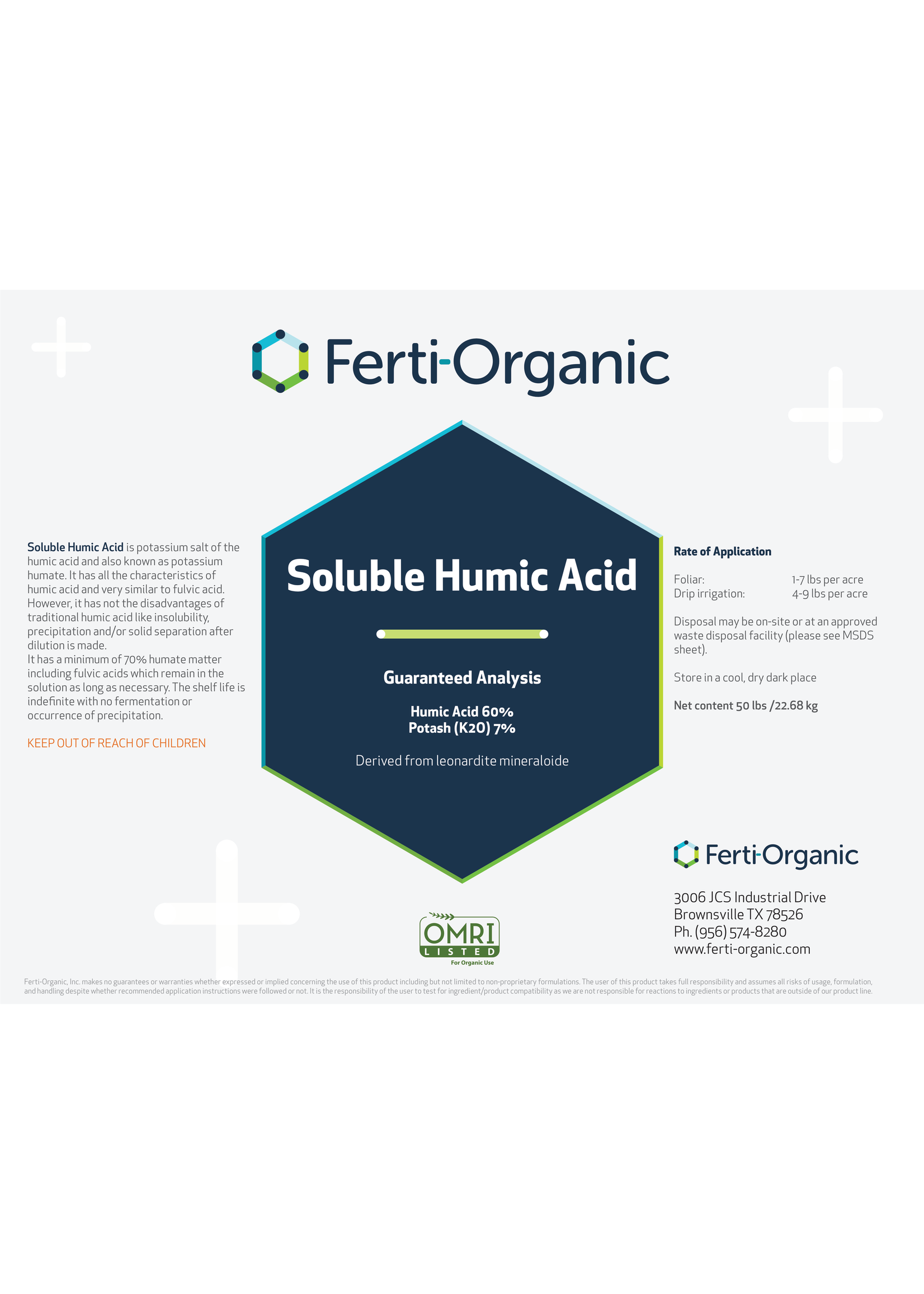 Ferti-Organic Soluble Humic Acid 50 lb.