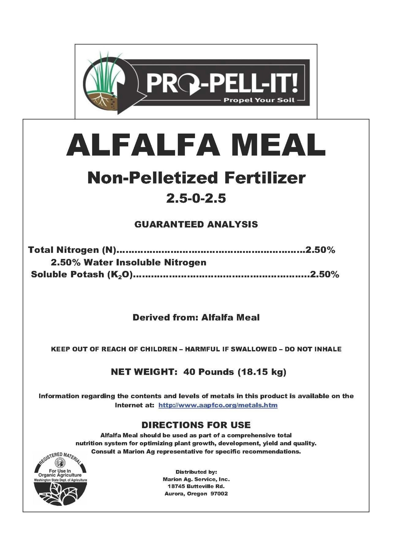 Pro Pell-It Alfalfa Meal 40 lb (50/plt)