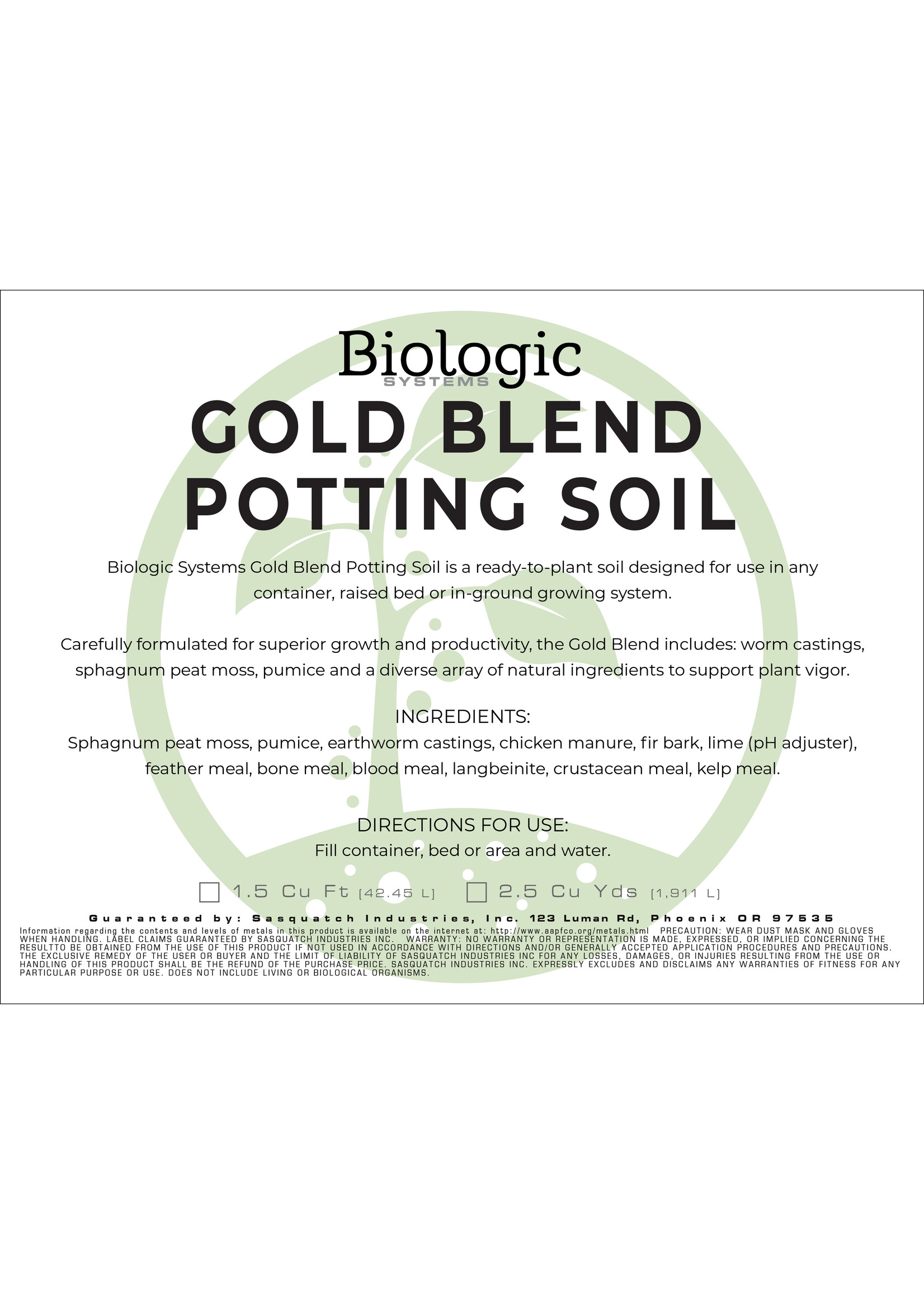 Biologic Systems Gold Potting Soil