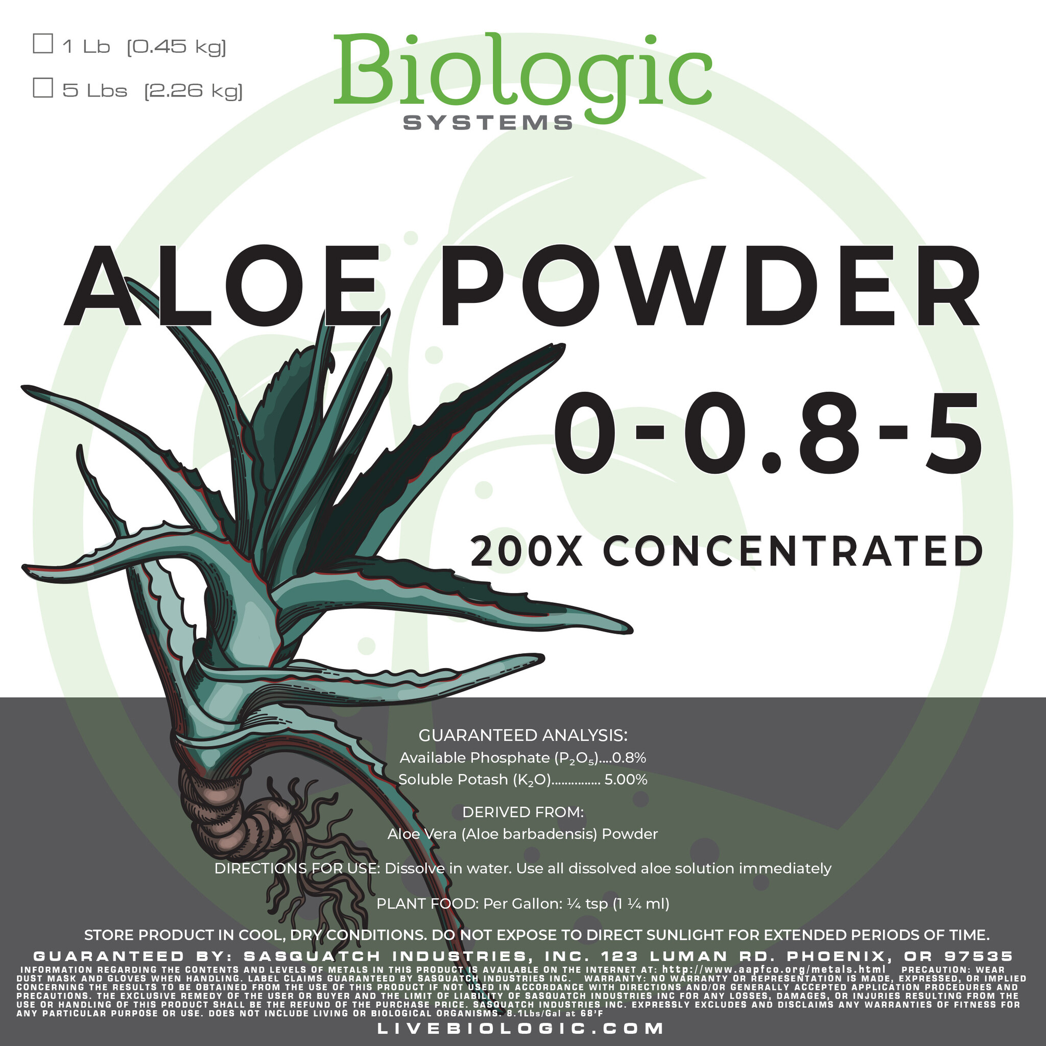 Biologic Systems Aloe Powder - Biologic Crop Solutions
