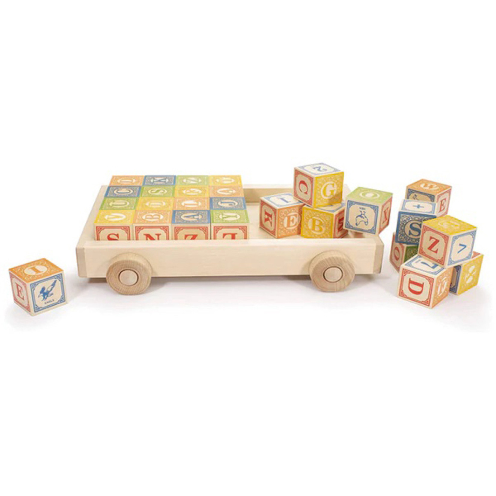 UNCLE GOOSE Classic ABC Blocks with Wagon