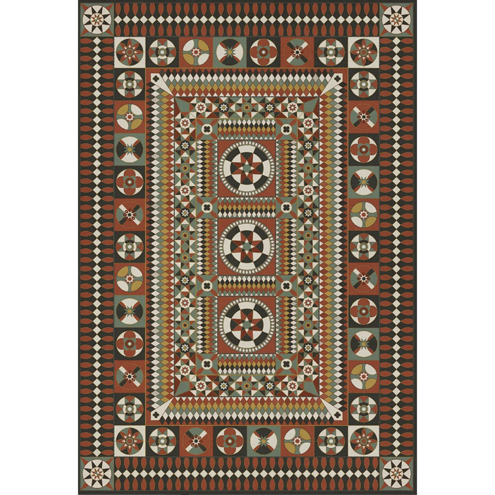 Soldiers Quilt Vintage Vinyl Floorcloths