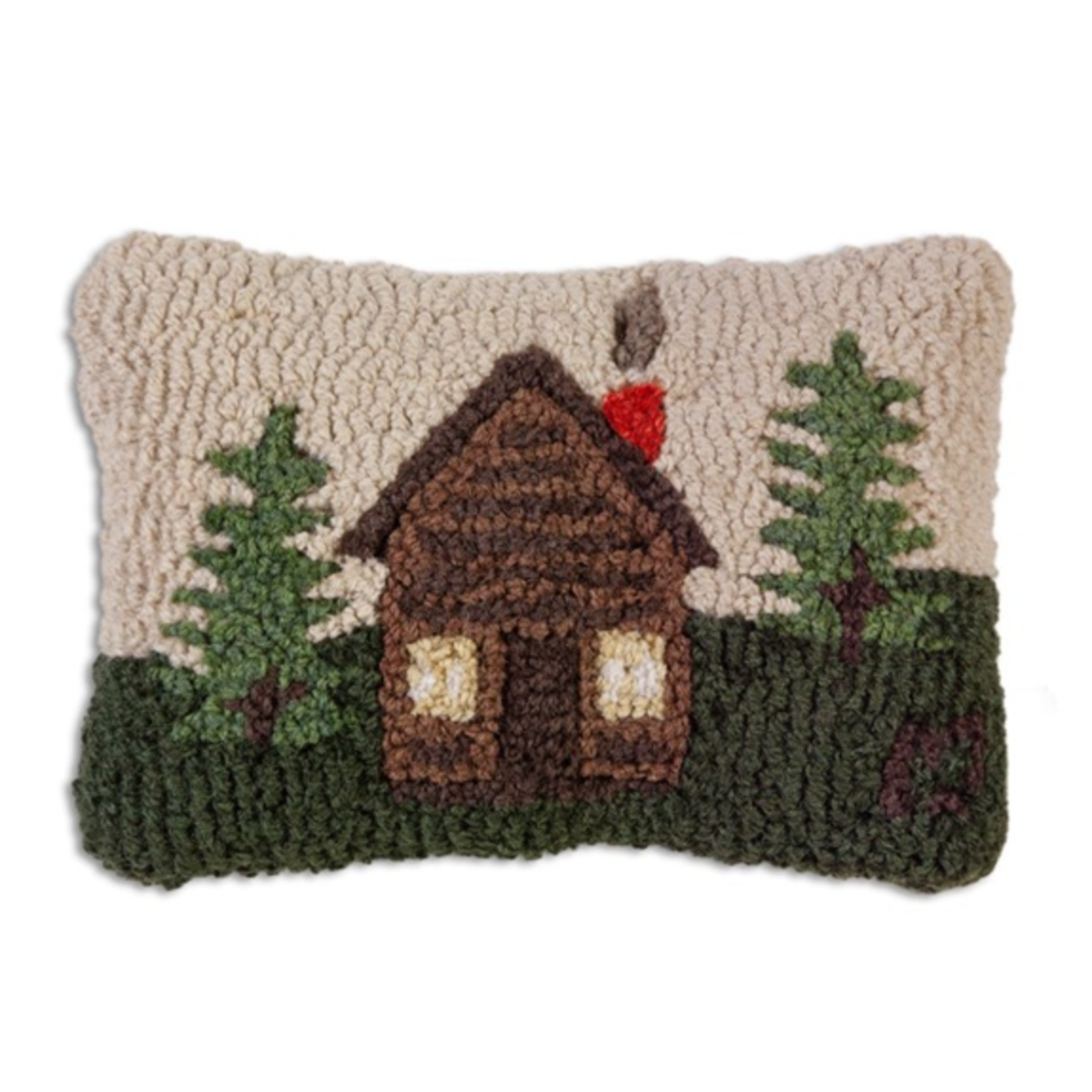 Rocky Hill Cabin - Wool Hooked Pillow