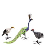 Mbare LTD Hornbill, Peacock & Guinea Trio of Seedpod Birds