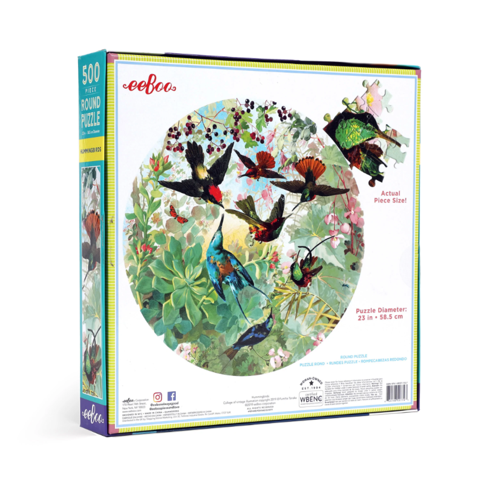 EEBOO Hummingbirds 500 Piece Round Puzzle