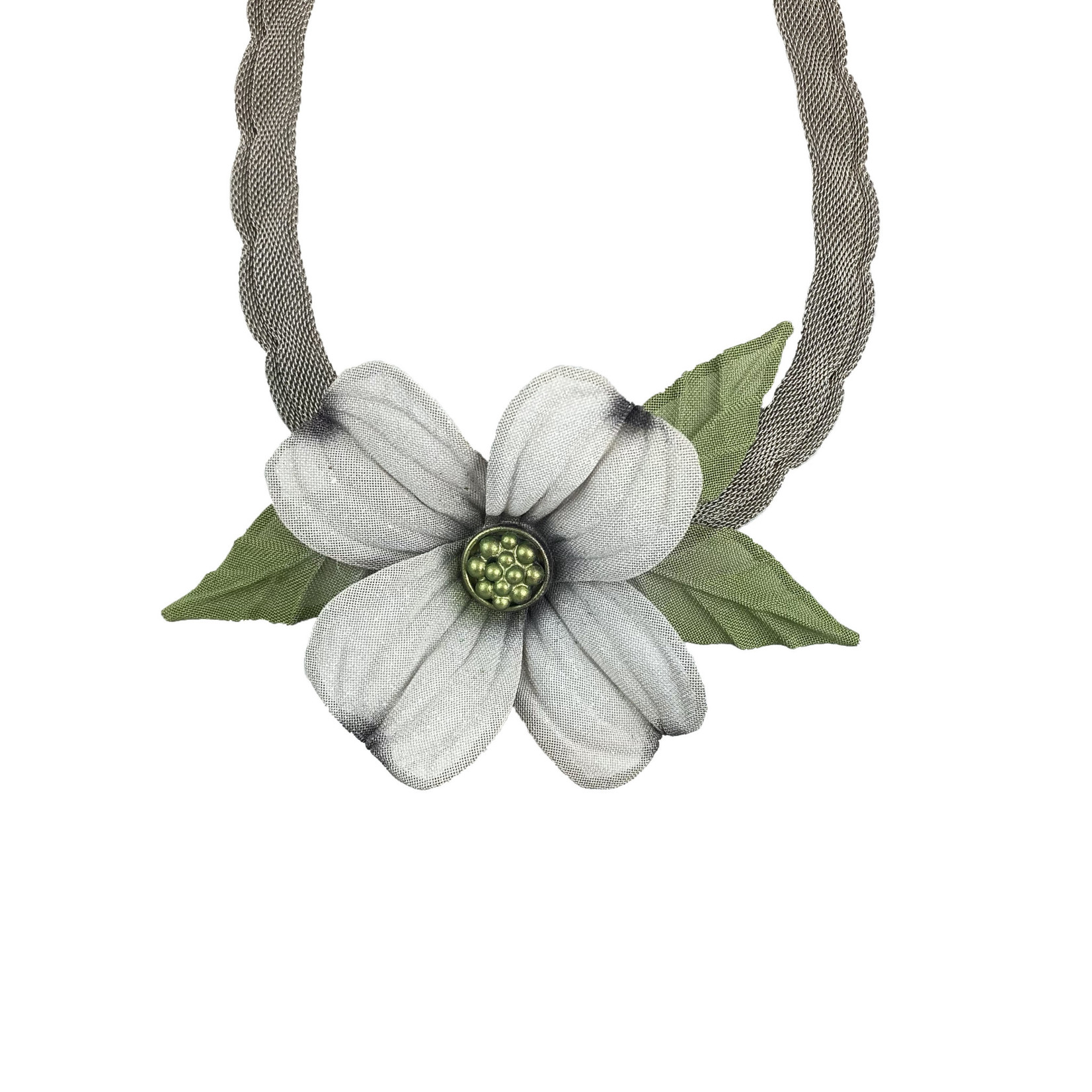 Sarah Cavender Metalworks Dogwood Flower Metal Mesh Necklace