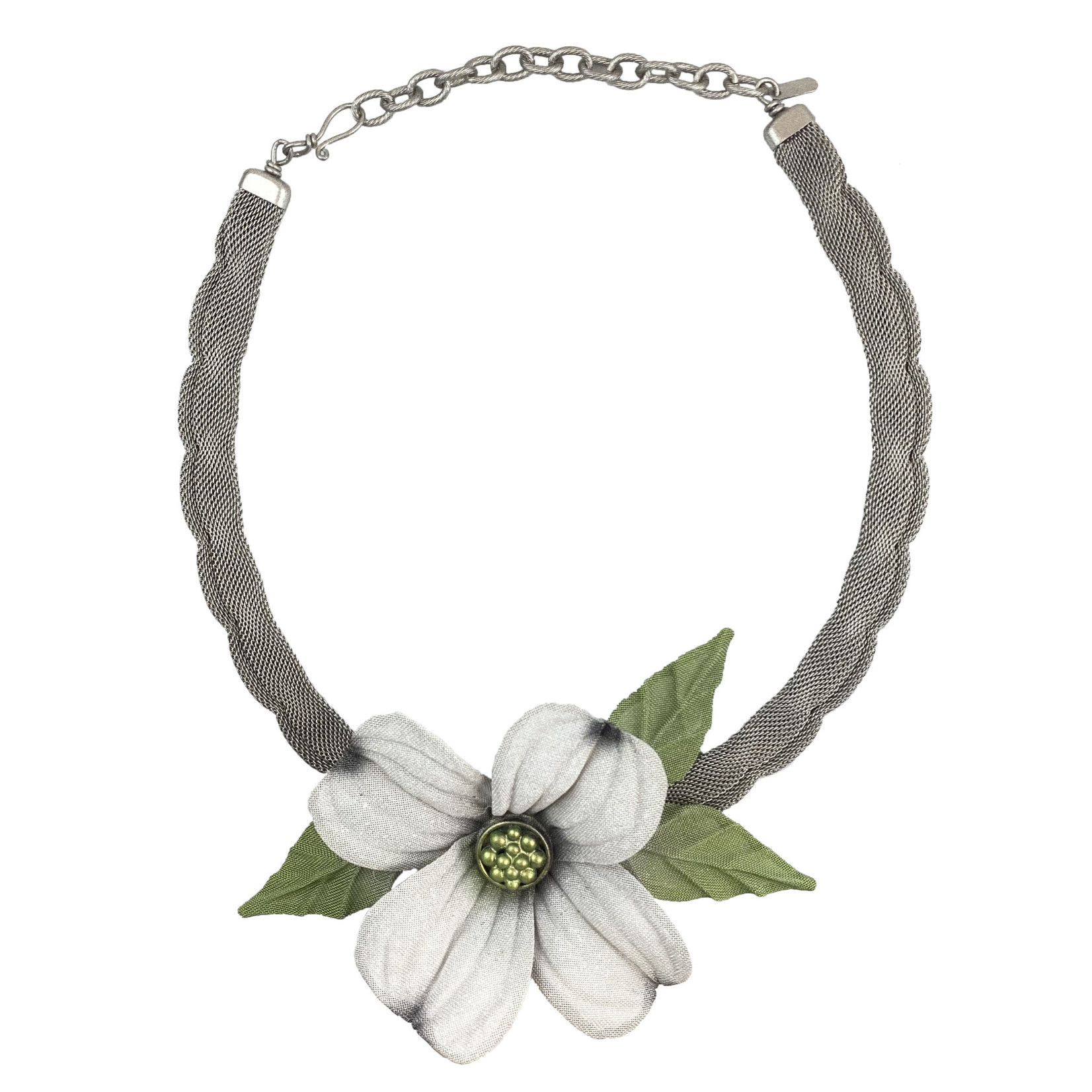 Sarah Cavender Metalworks Dogwood Flower Metal Mesh Necklace