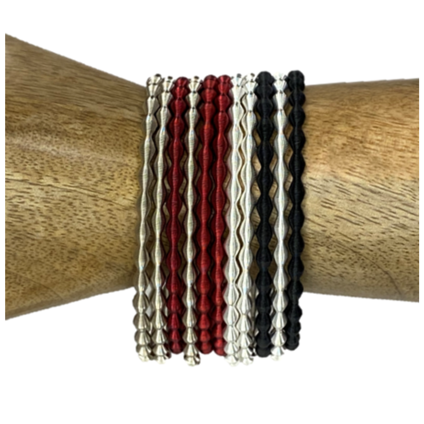 ADIA KIBUR ACCESSORIES Red, White & Black Coil Bracelet Set