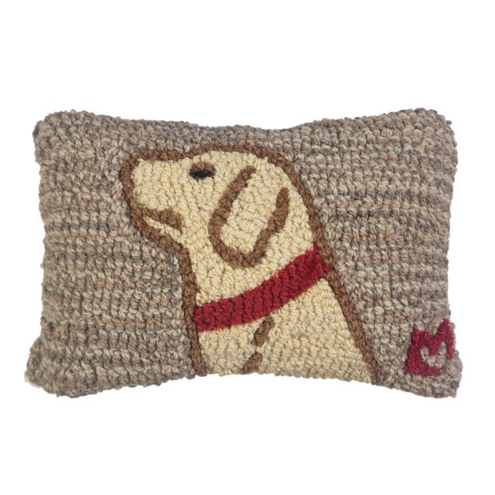 Yellow Begging Lab - Wool Hooked Pillow