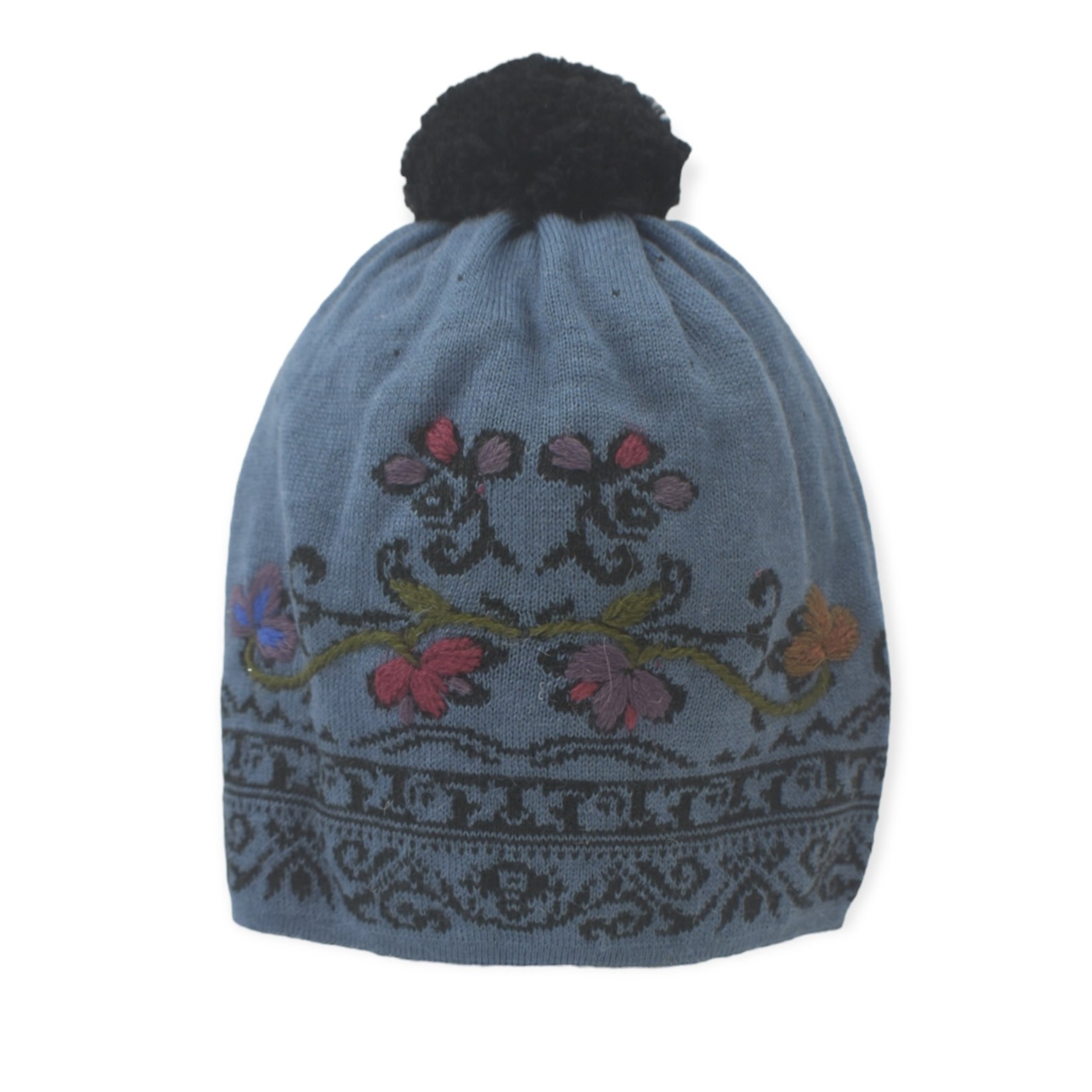 Embroidery Hat with Pom-Pom