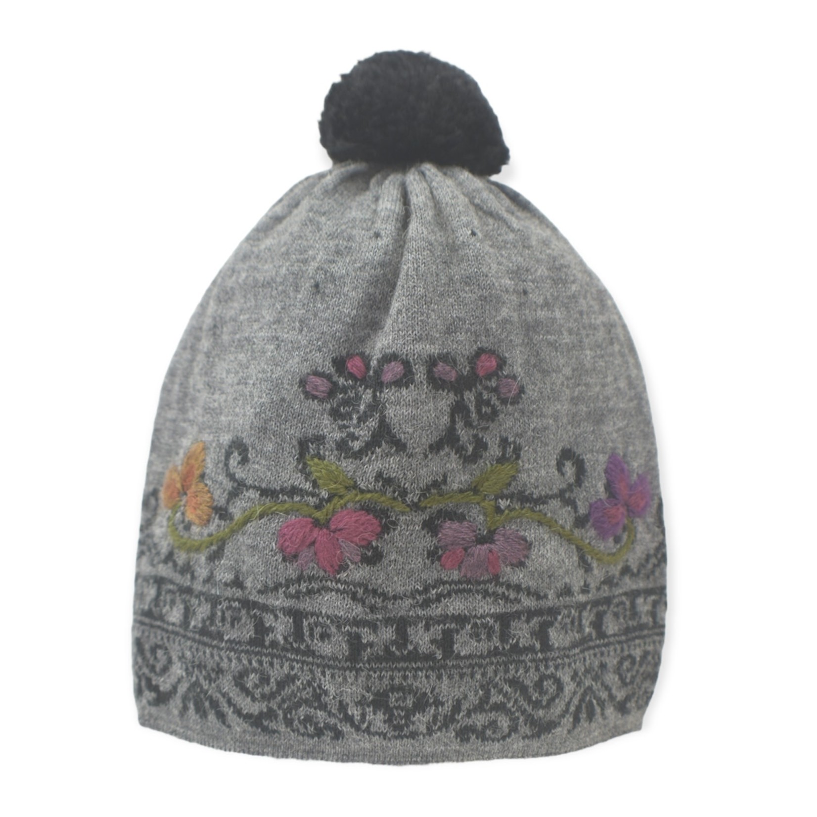 Embroidery Hat with Pom-Pom