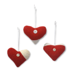 COUNTRY QUILT CREATIONS Set of 3 Heart Ornaments