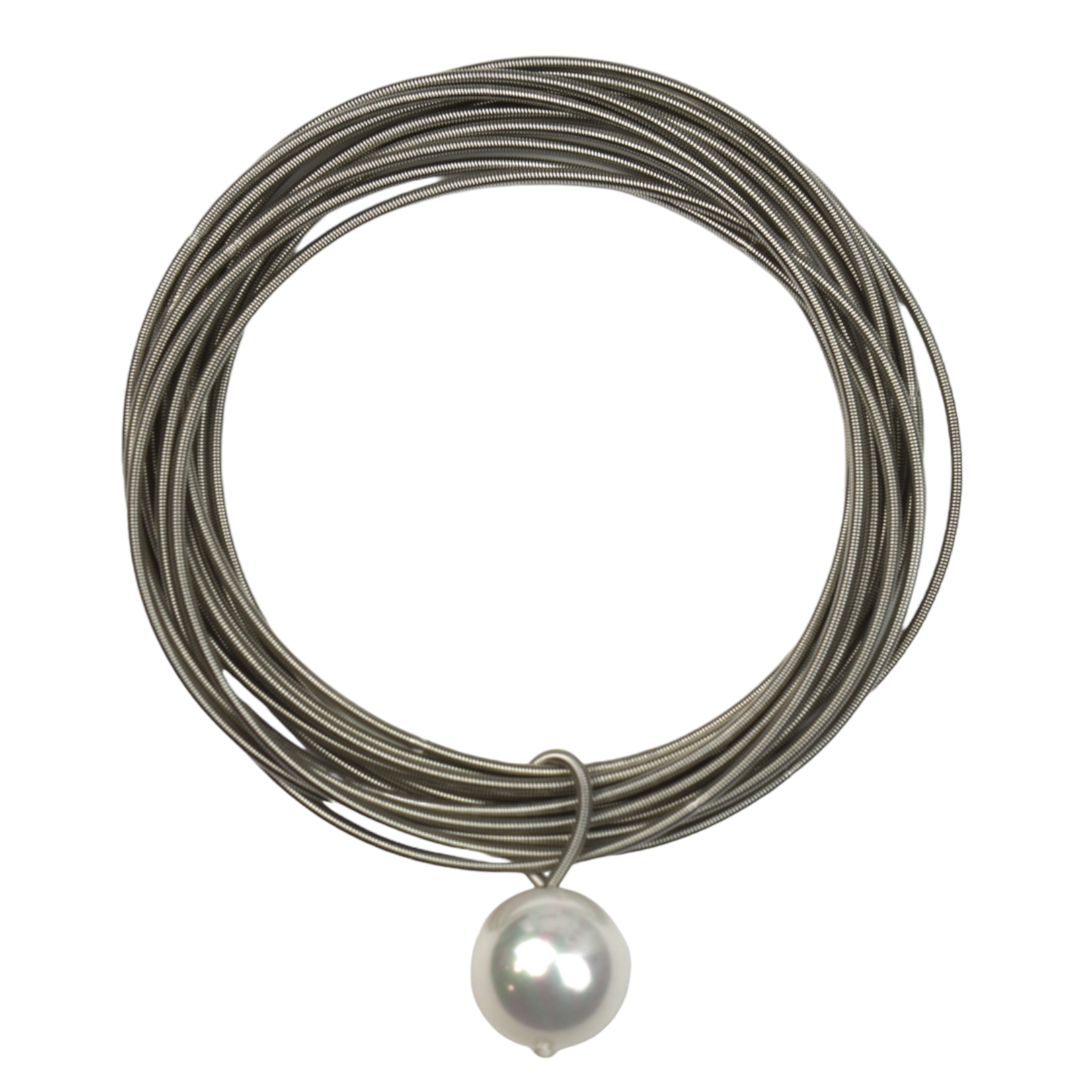 Piano Wire & Pearl Drop Bracelet