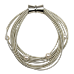Piano Wire Silver Bracelet with Pearls