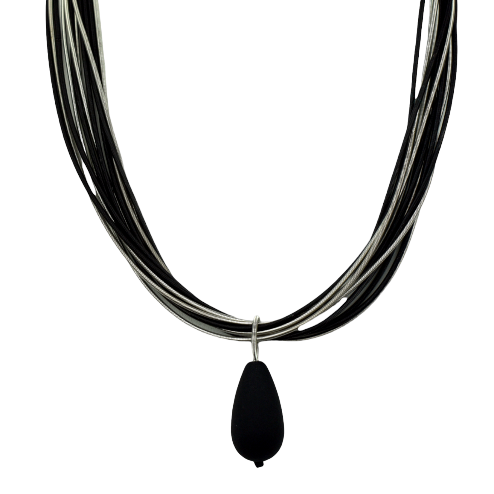 Piano Wire Black and Silver with Teardrop